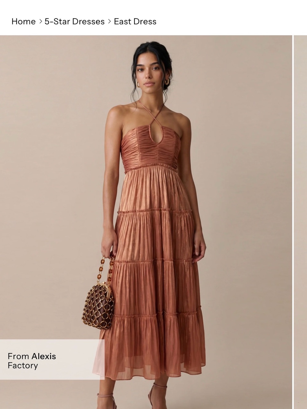 Few Moda Tiered Halter Maxi Dress in Rust